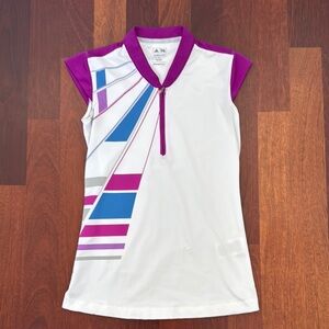 Adidas Golf Women's White and Purple Jersey Top